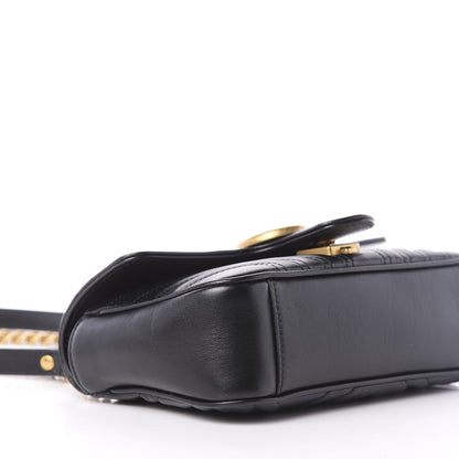 Gucci Calfskin Matelasse Mini GG Marmont Shoulder Bag Black 10 of 12