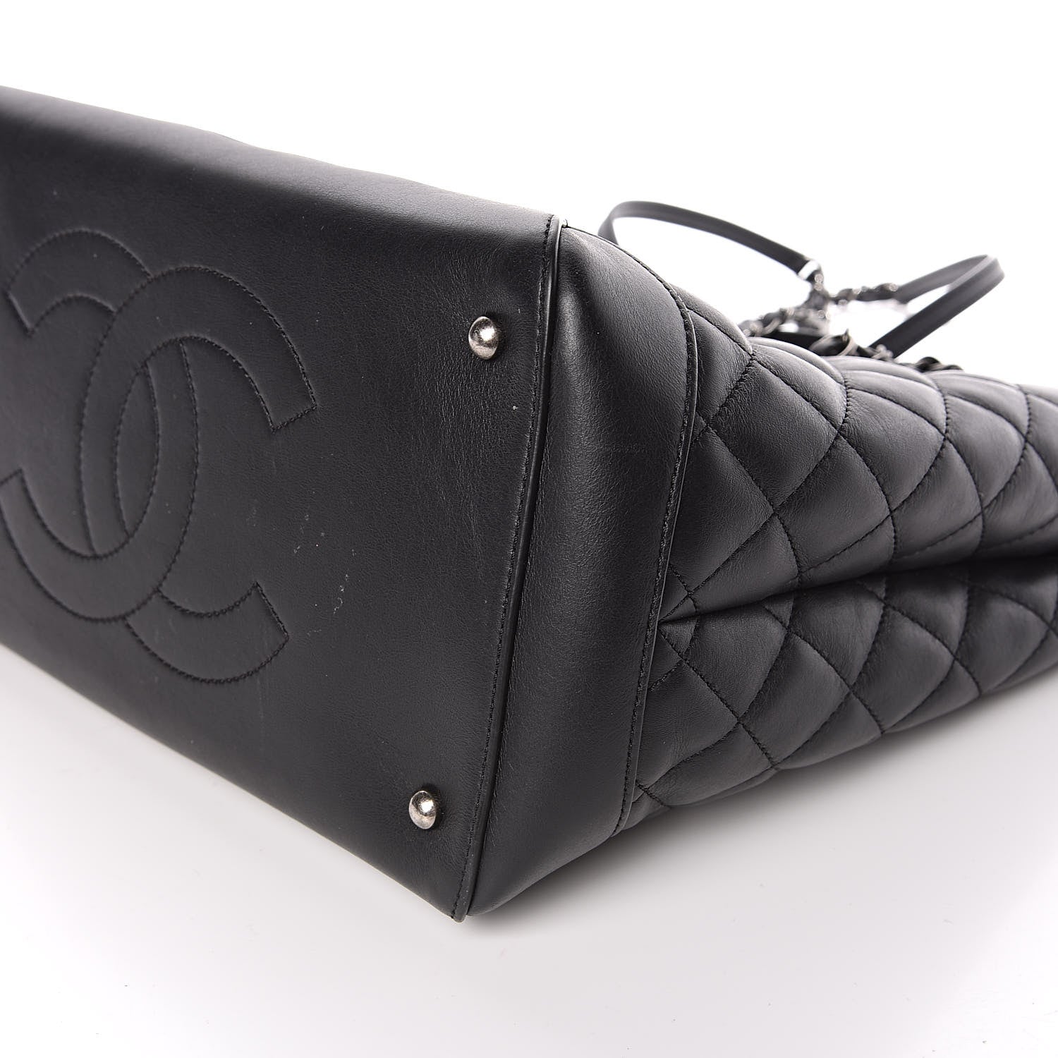 Chanel Calfskin Quilted Small Easy Shopping Tote Black 9 of 10