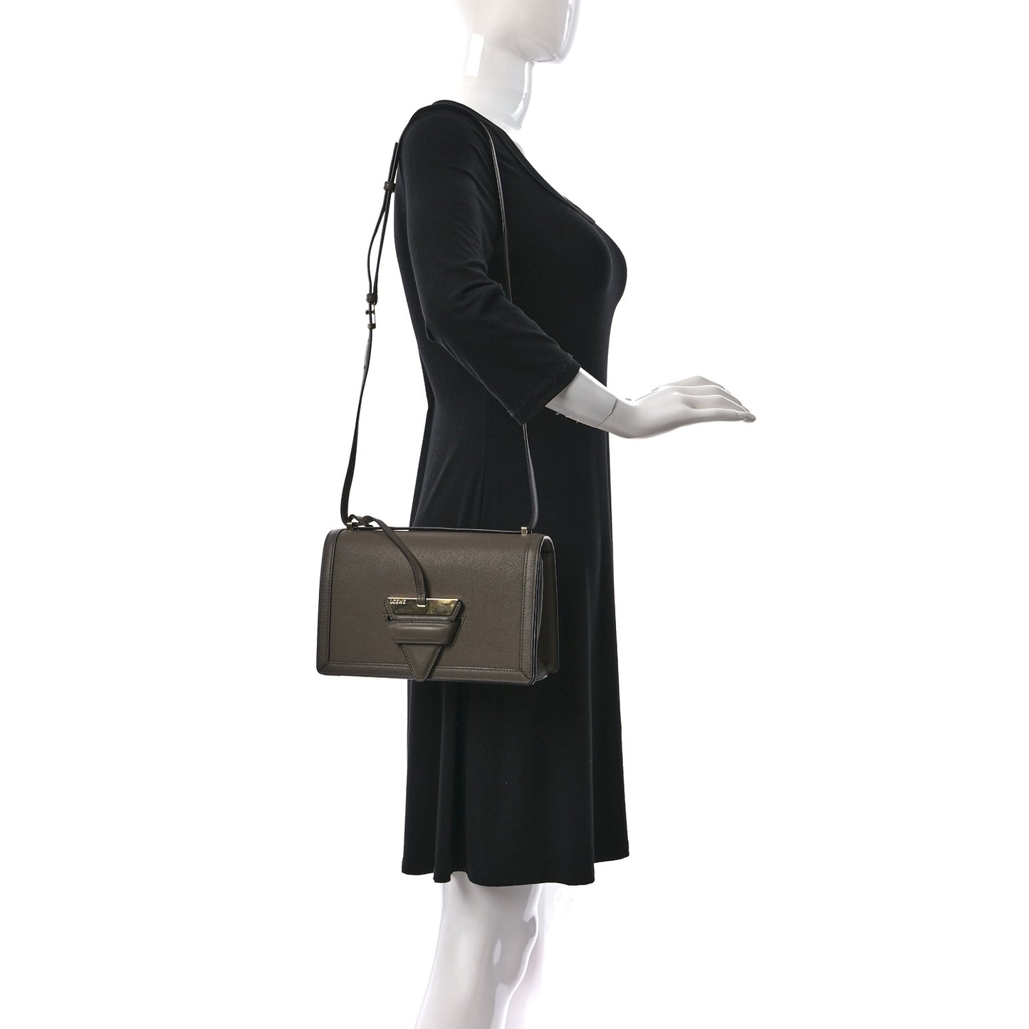 Grained Calfskin Medium Barcelona Shoulder Bag Taupe