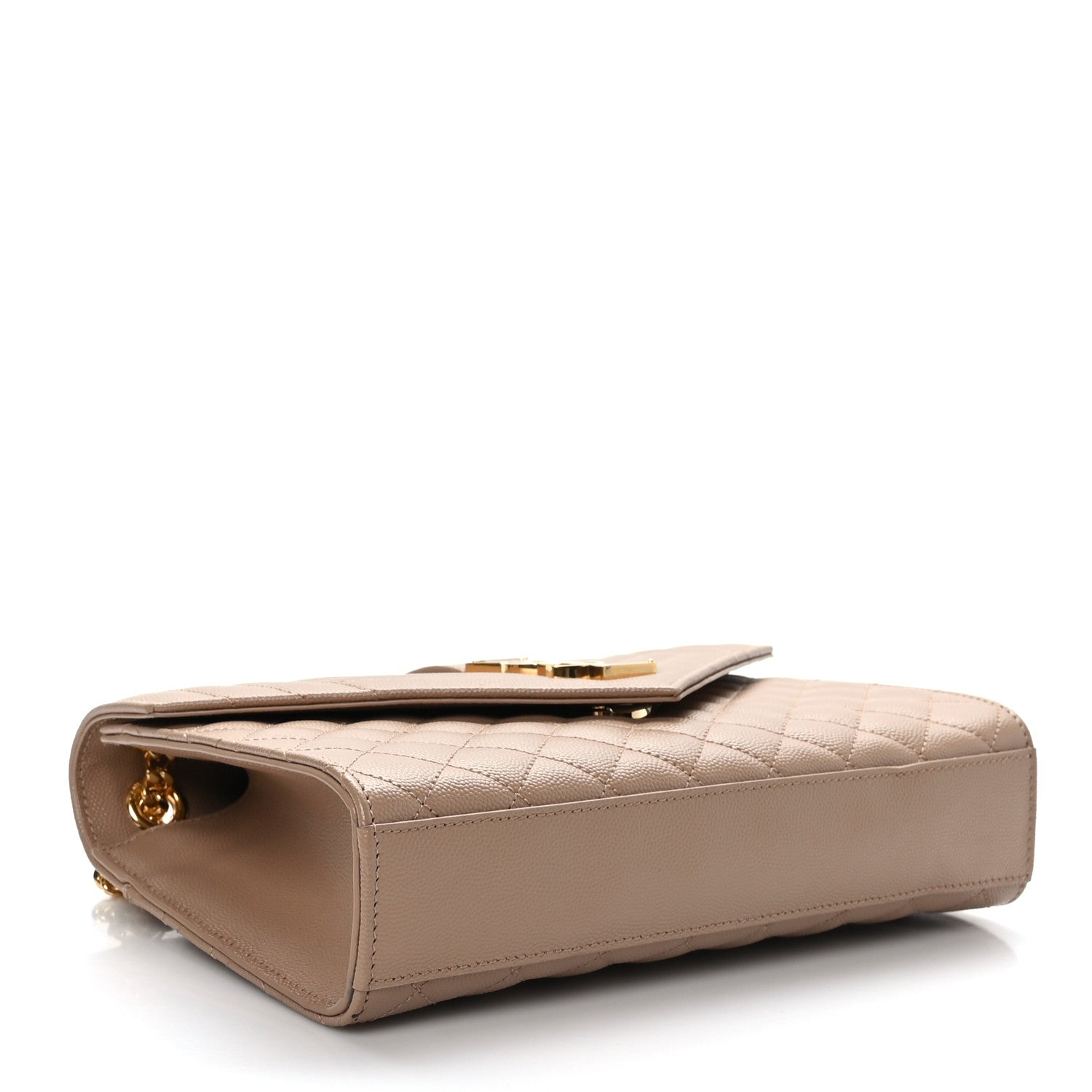 Saint Laurent Grain De Poudre Textured Mixed Matelasse Medium Triquilt Monogram Satchel Dark Beige 4 of 8