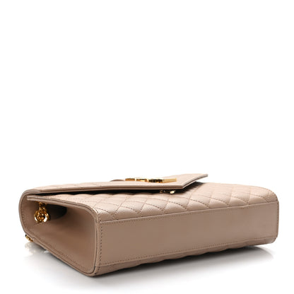Saint Laurent Grain De Poudre Textured Mixed Matelasse Medium Triquilt Monogram Satchel Dark Beige 4 of 8