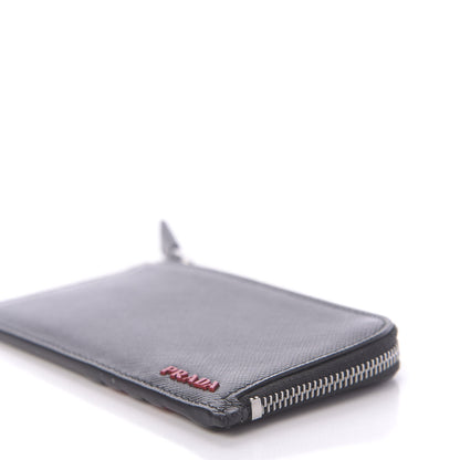Prada Saffiano Metal Zip Card Holder Black 7 of 9