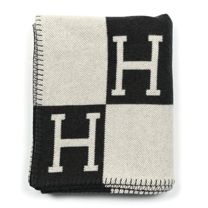Hermes Wool Cashmere Avalon Blanket Ecru Black 1 of 3