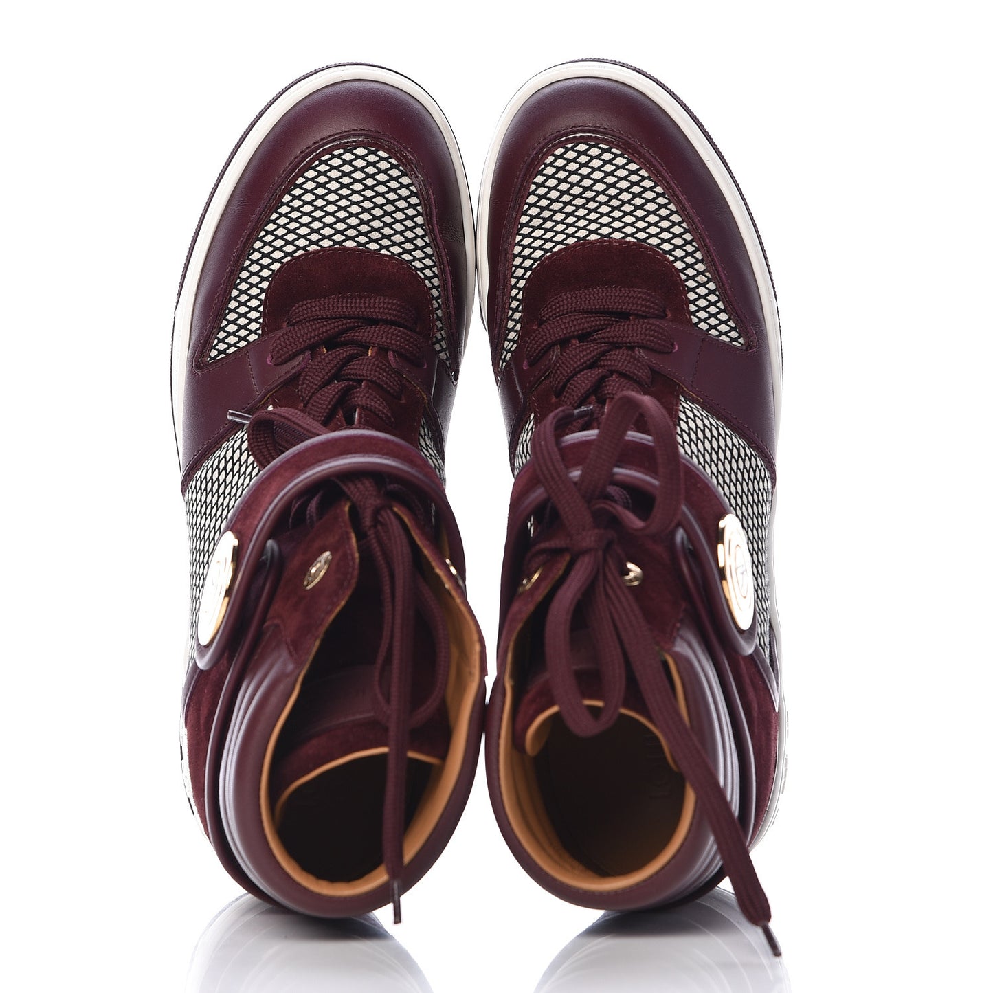 Calfskin Suede Postmark Wedge Sneakers 37.5 Bordeaux