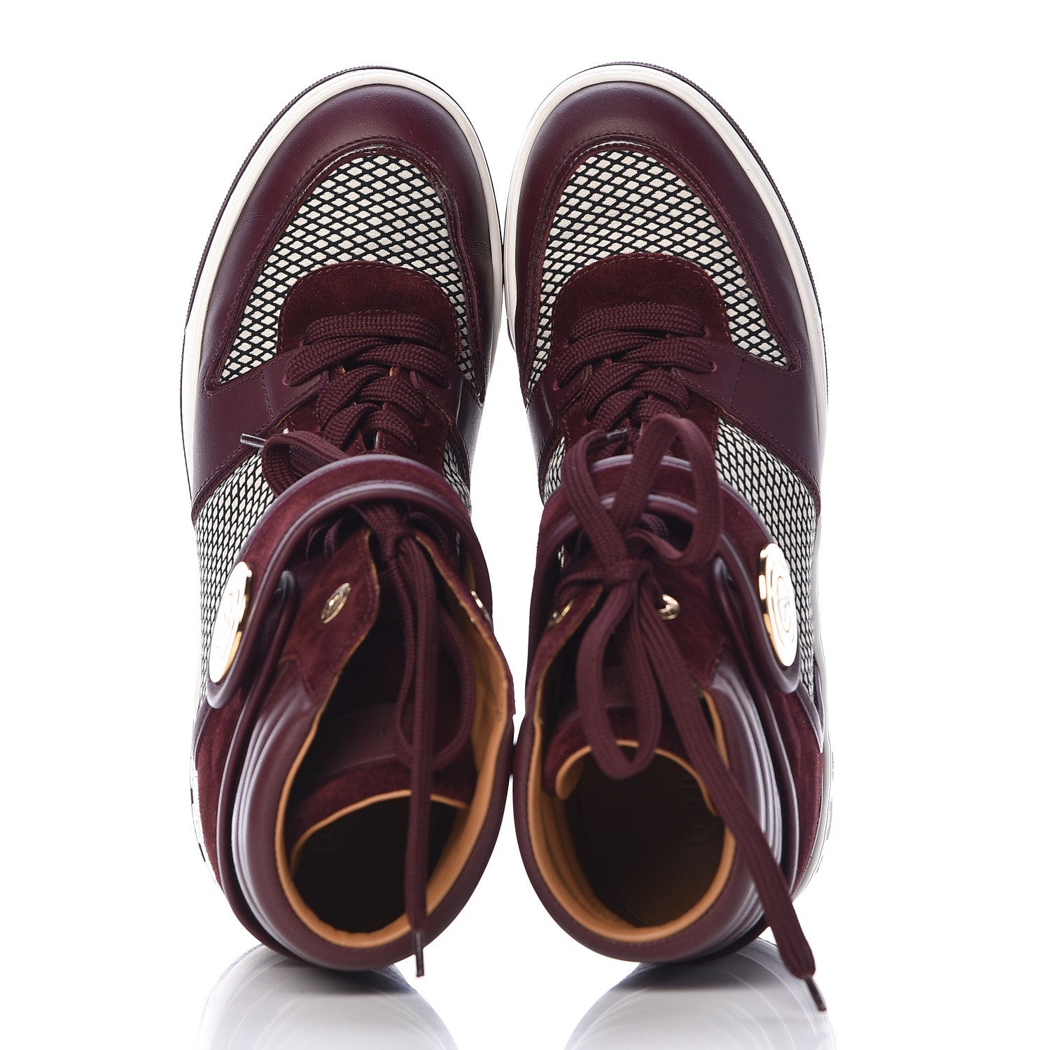 Louis Vuitton Calfskin Suede Postmark Wedge Sneakers 37.5 Bordeaux 4 of 14