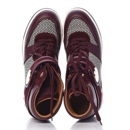 Louis Vuitton Calfskin Suede Postmark Wedge Sneakers 37.5 Bordeaux 4 of 14