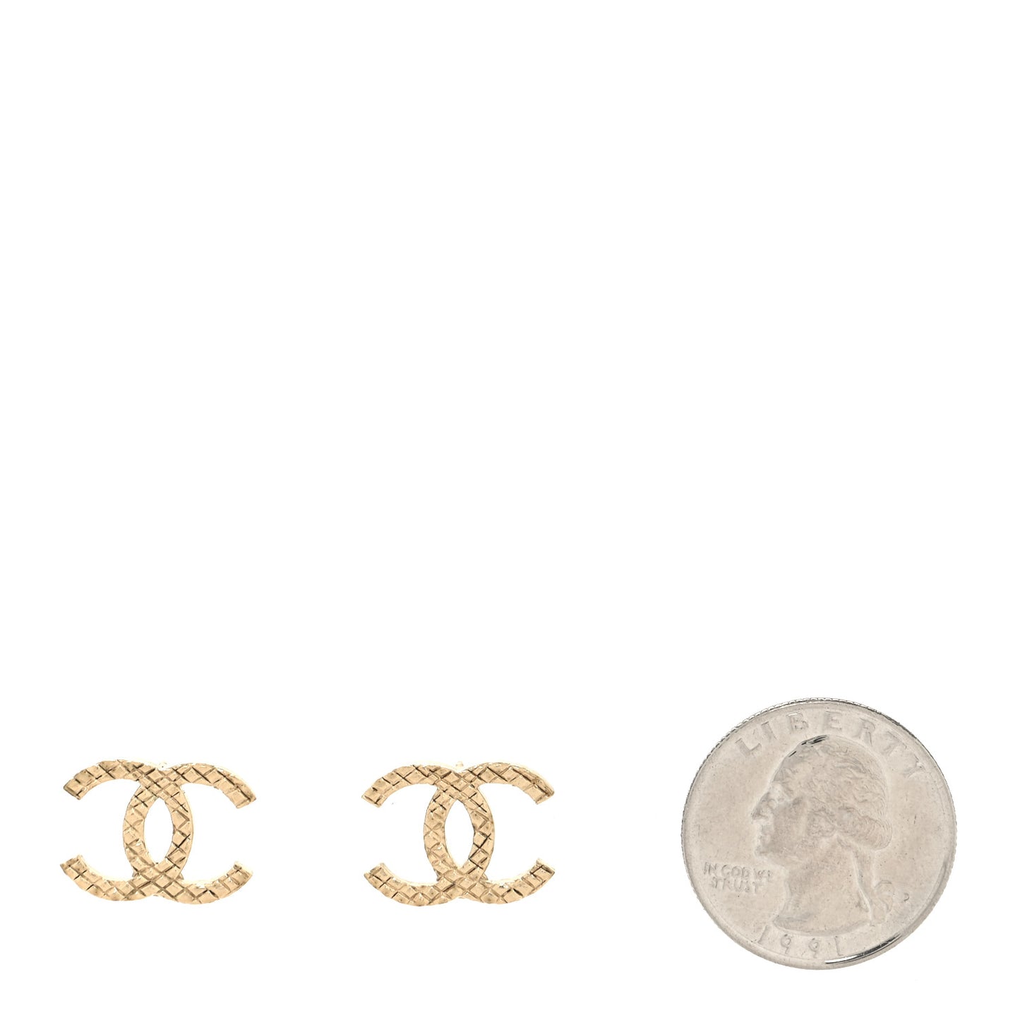 Quilted CC Earrings Gold