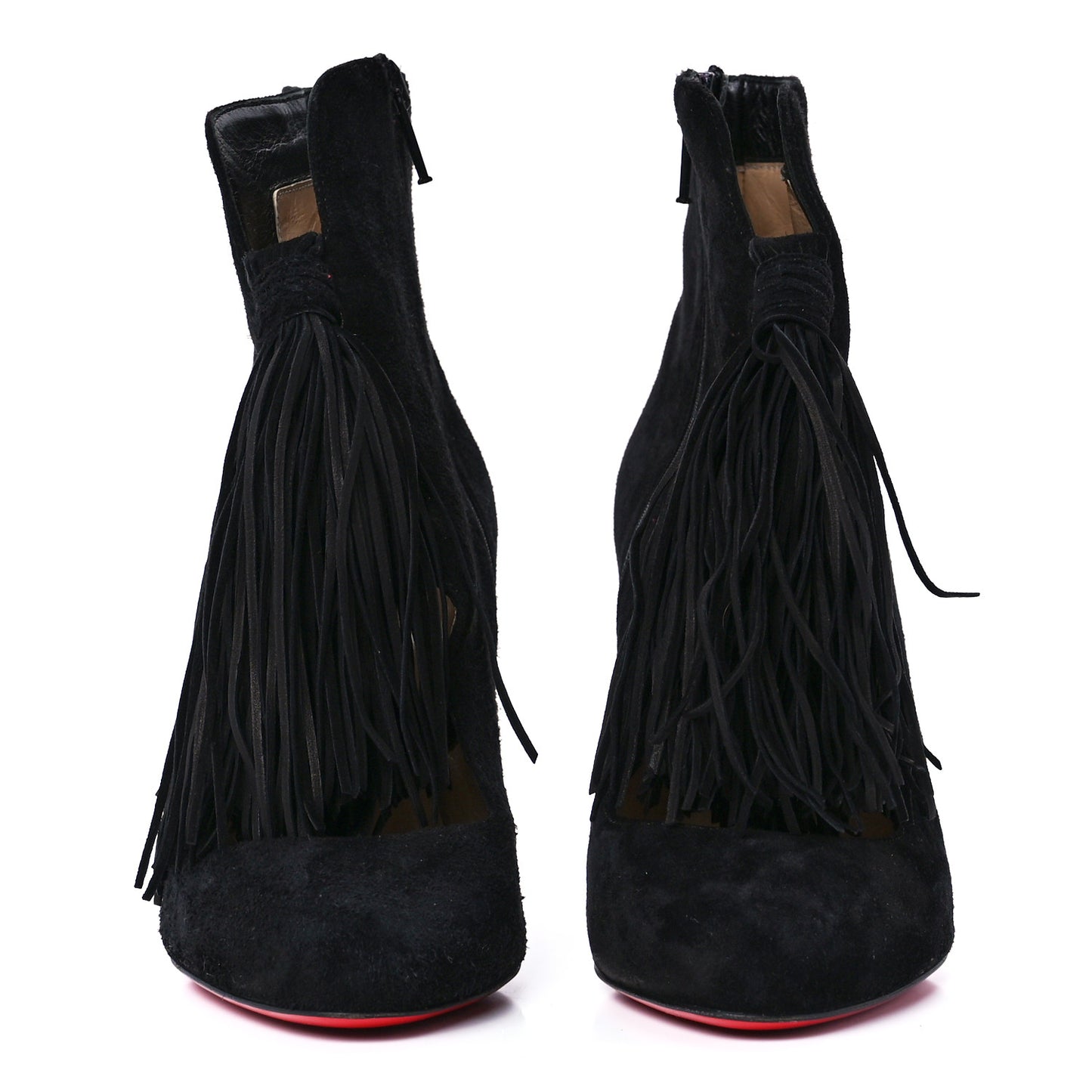Veau Velours Fringe Ankle Boots 35.5 Black