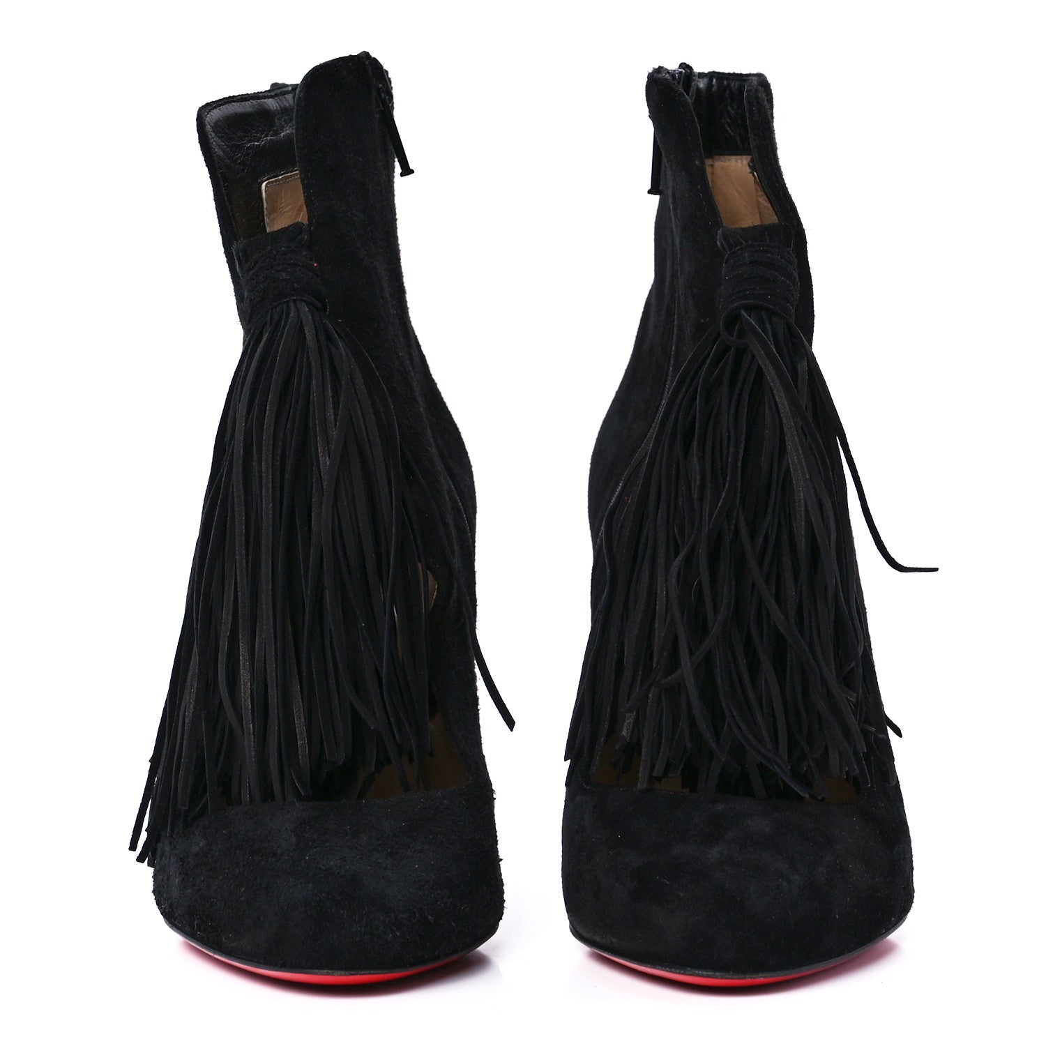 Christian Louboutin Veau Velours Fringe Ankle Boots 35.5 Black 2 of 7