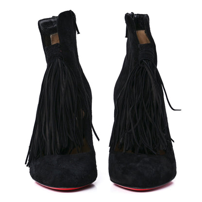 Christian Louboutin Veau Velours Fringe Ankle Boots 35.5 Black 2 of 7