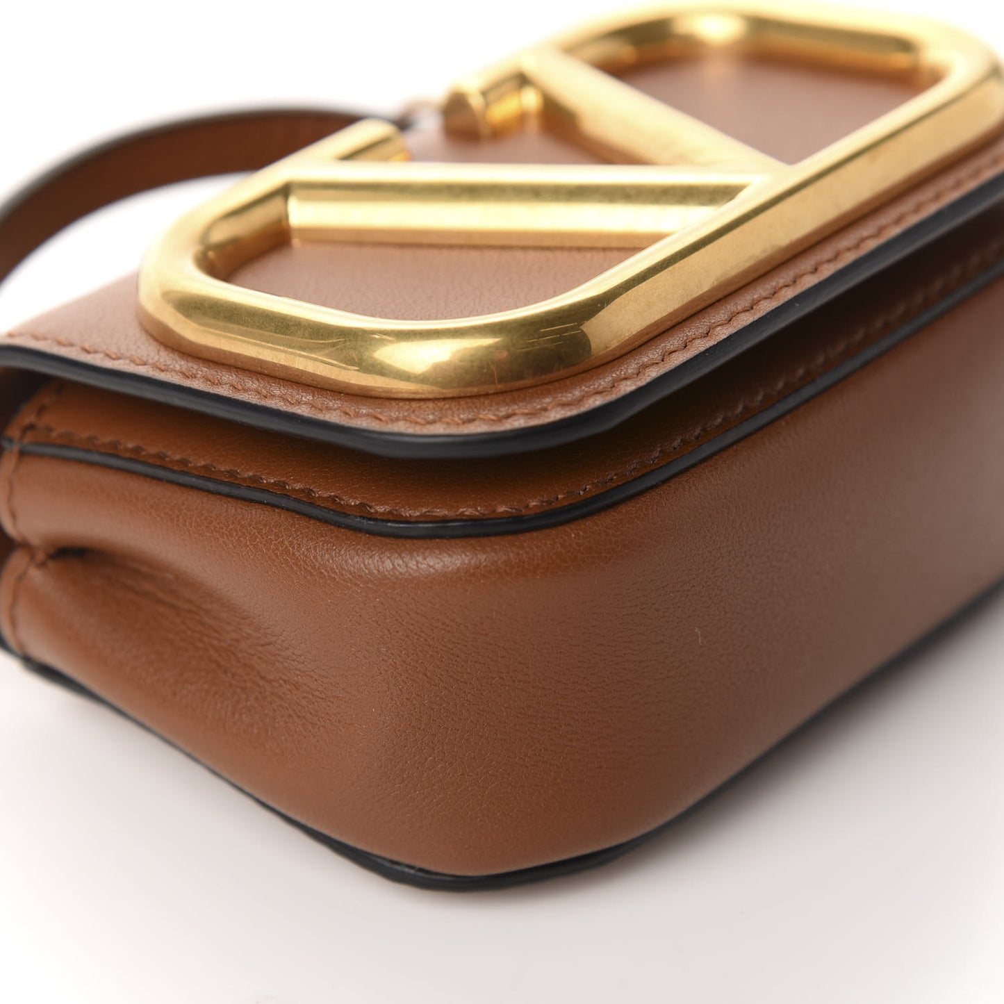 Calfskin Mini Supervee Crossbody Bag Saddle Brown