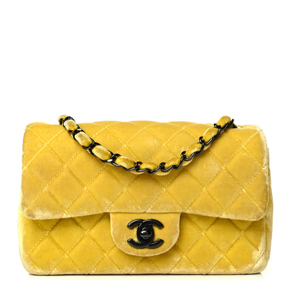 Chanel Velvet Quilted Mini Rectangular Flap Yellow 1 of 7