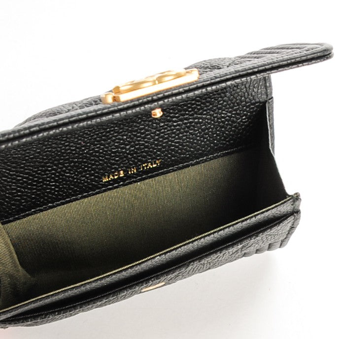 Caviar Quilted Boy Flap Card Holder Black