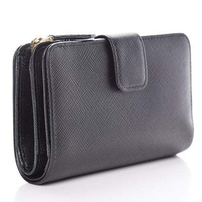 Prada Saffiano Compact Triangle Wallet Black 3 of 15
