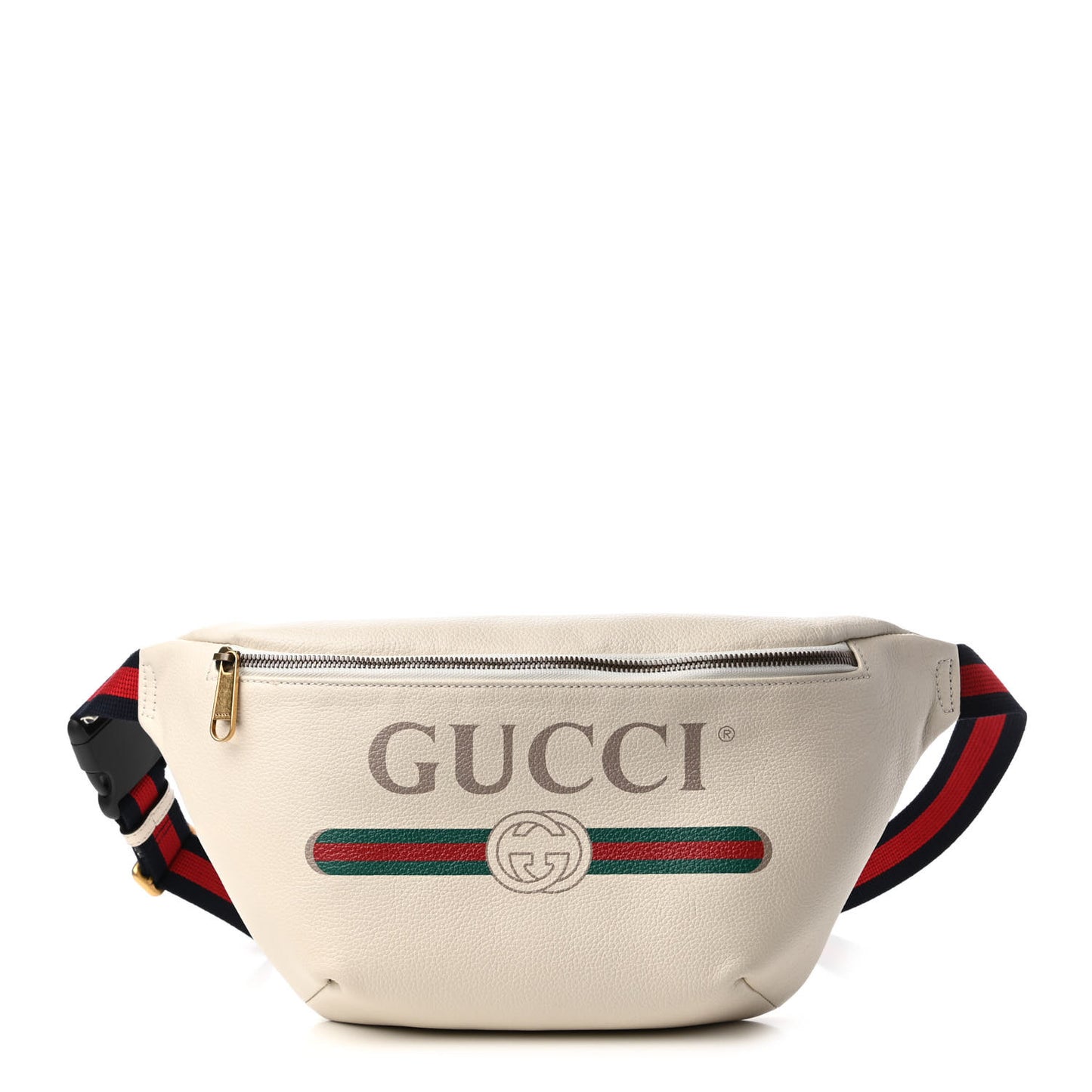 Grained Calfskin Logo Belt Bag White