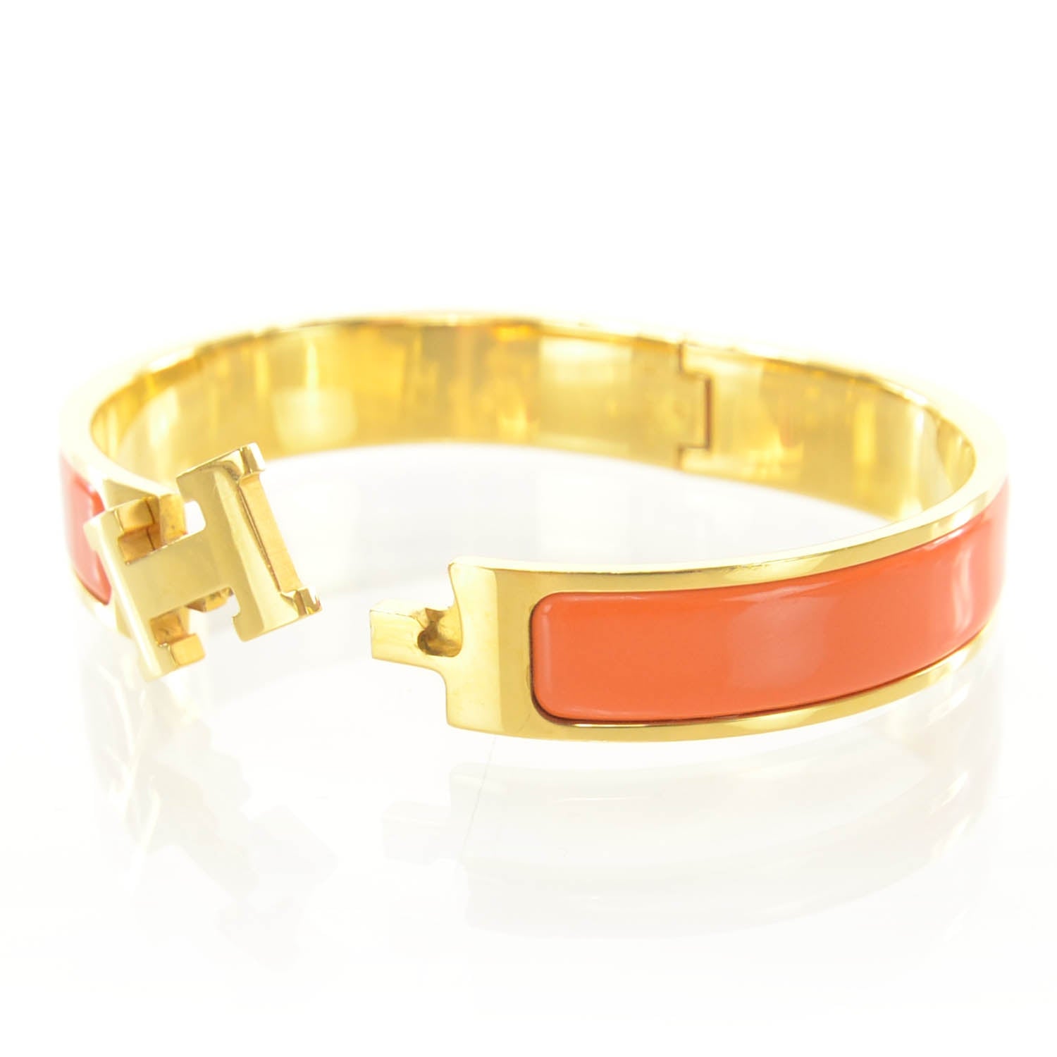 Hermes Enamel Narrow Clic Clac H Bracelet Orange 6 of 8