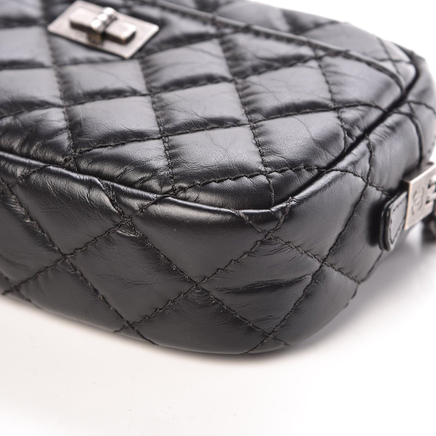 Chanel Aged Calfskin Quilted Mini Reissue Camera Case Black 10 of 11