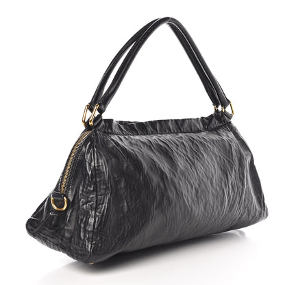 Prada Nappa Antique Shoulder Bag Black 3 of 9