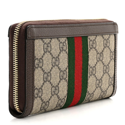 Gucci GG Supreme Monogram Web Ophidia Zip Around Wallet Brown 3 of 8