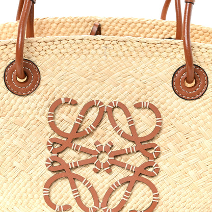 Loewe Calfskin Raffia Small Anagram Basket Tote Bag Natural Tan 8 of 12