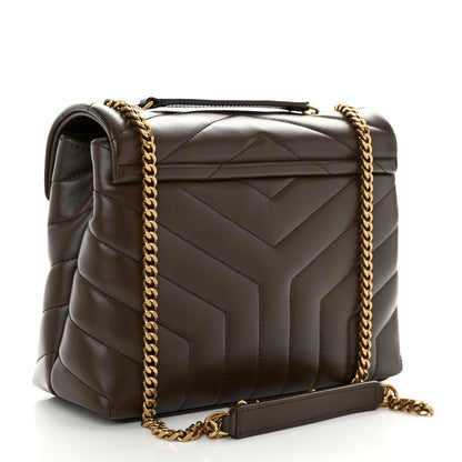 Saint Laurent Calfskin Y Quilted Monogram Small Loulou Chain Satchel Soil Brown 3 of 9