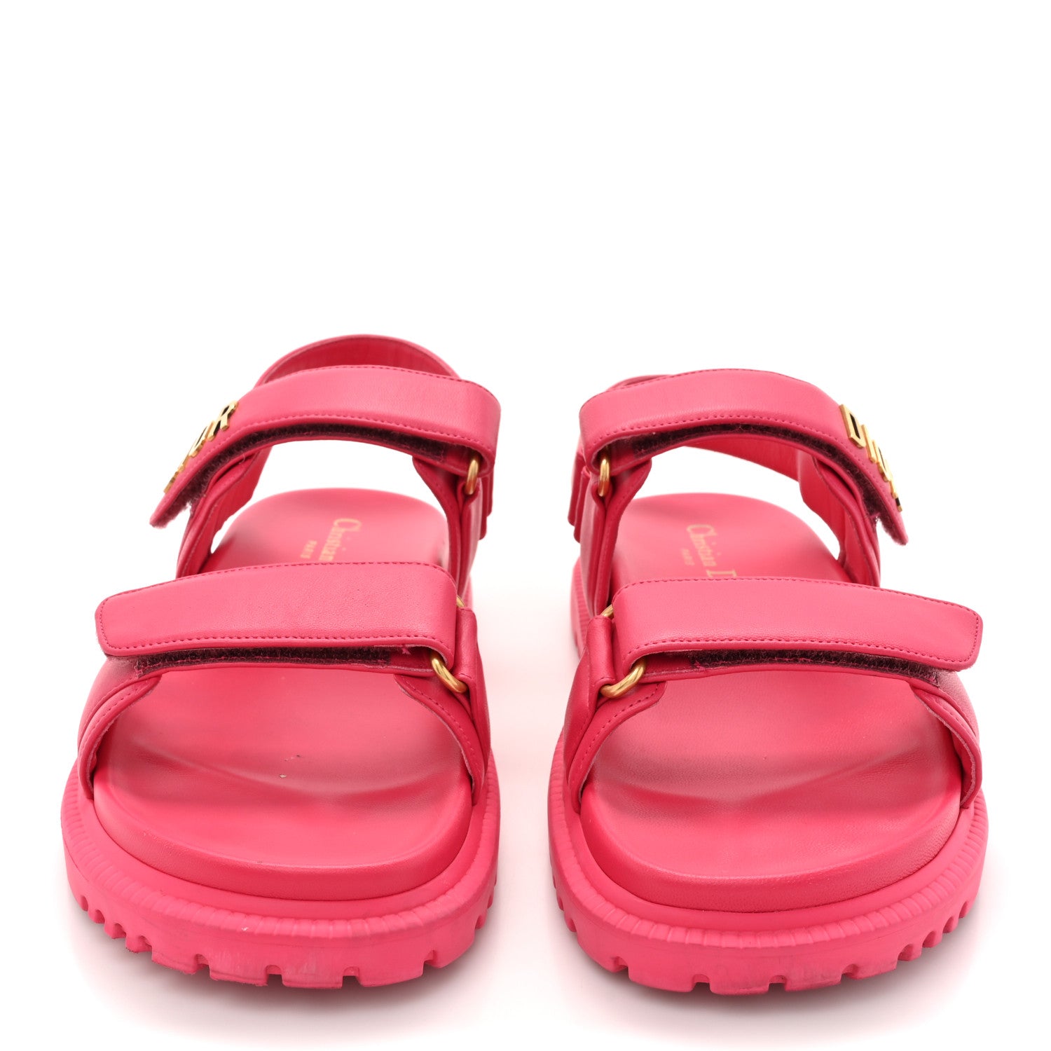 Christian Dior Lambskin Dioract Sandals 38.5 Raspberry 3 of 14