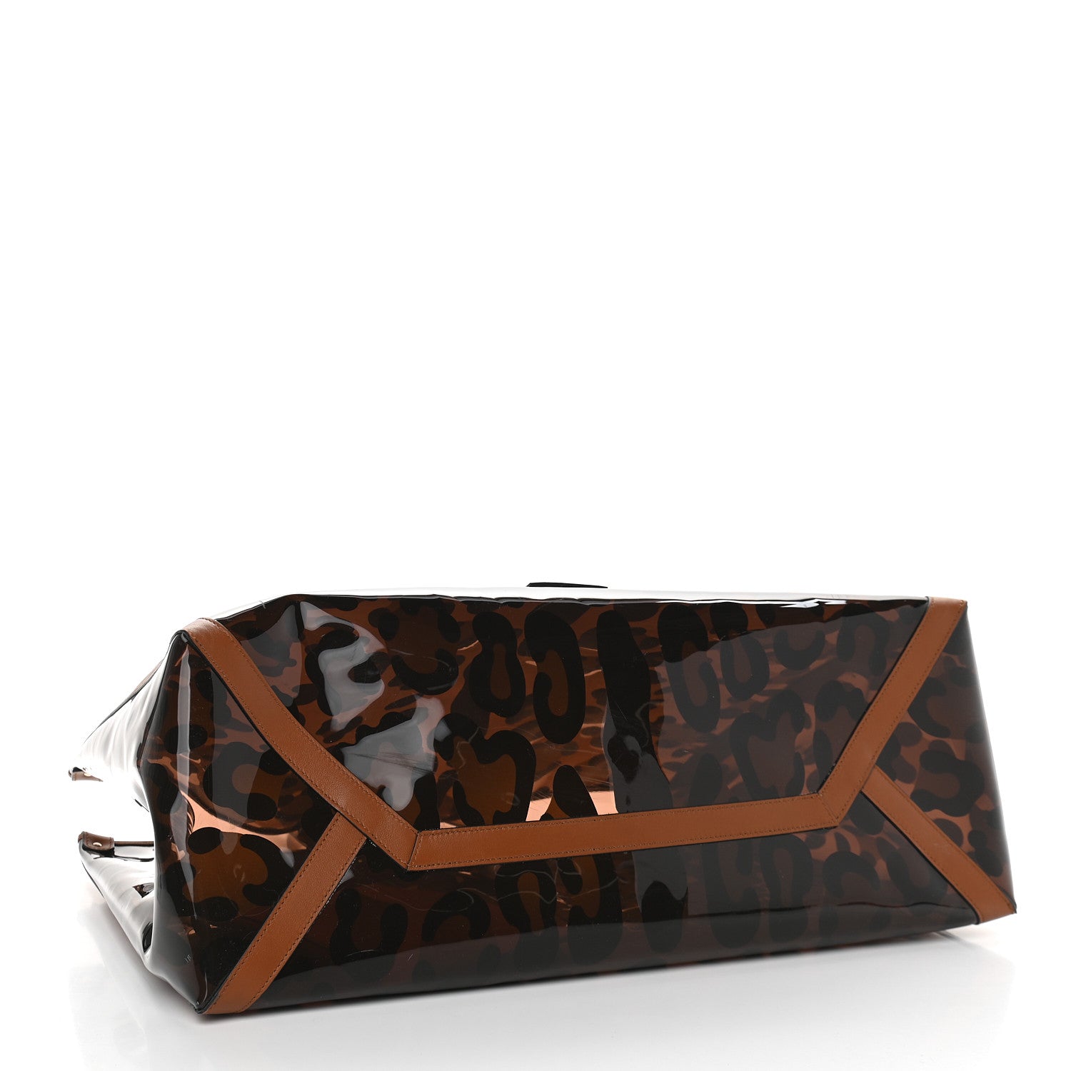 Valentino Garavani PVC Leopard Print Large Rockstud Shopping Tote Brown 5 of 9
