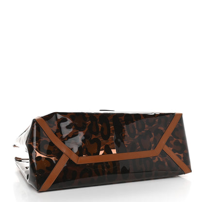 Valentino Garavani PVC Leopard Print Large Rockstud Shopping Tote Brown 5 of 9