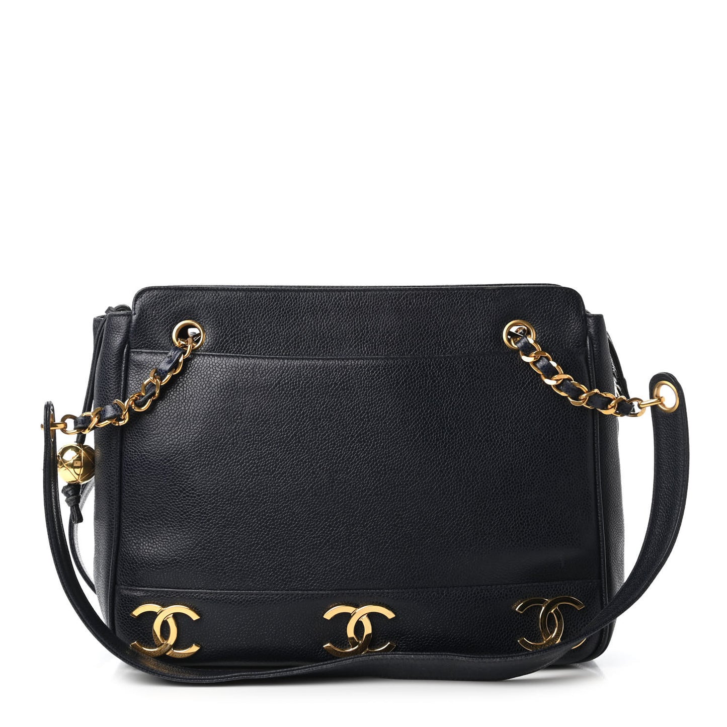 Caviar CC Shoulder Bag Navy Blue