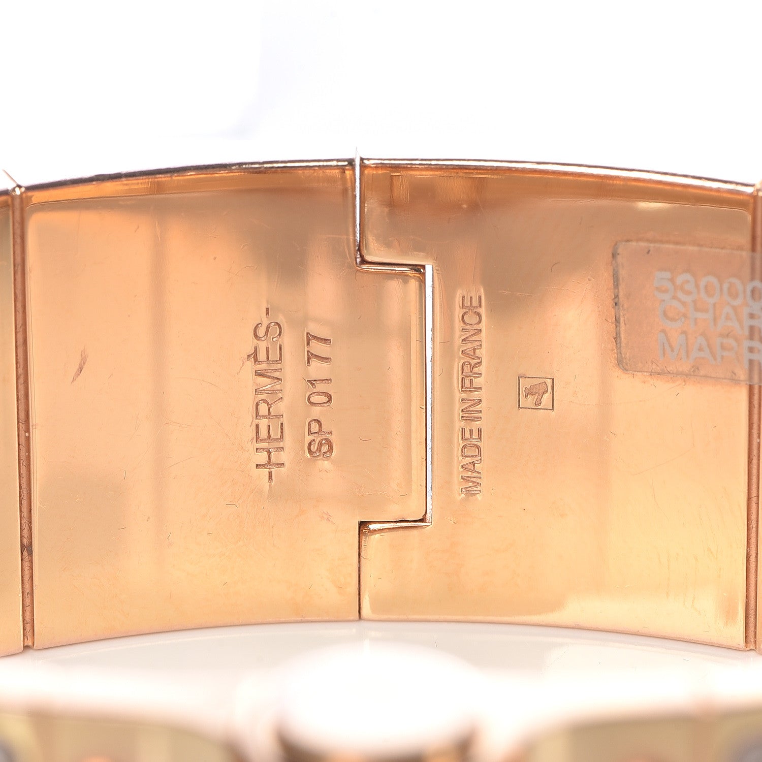 Hermes Enamel Charniere Uni Wide Hinged Bracelet M Marron Glace 4 of 6