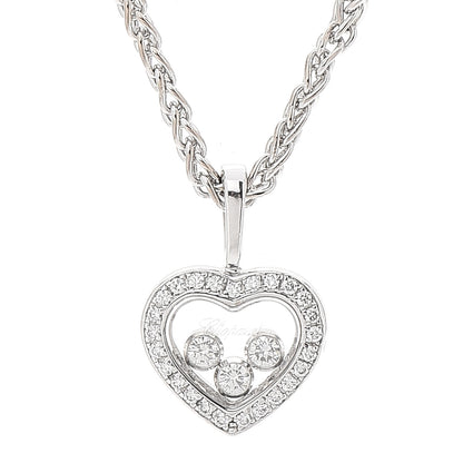 Chopard 18K White Gold Happy Diamonds Floating Heart Pendant Necklace 4 of 8