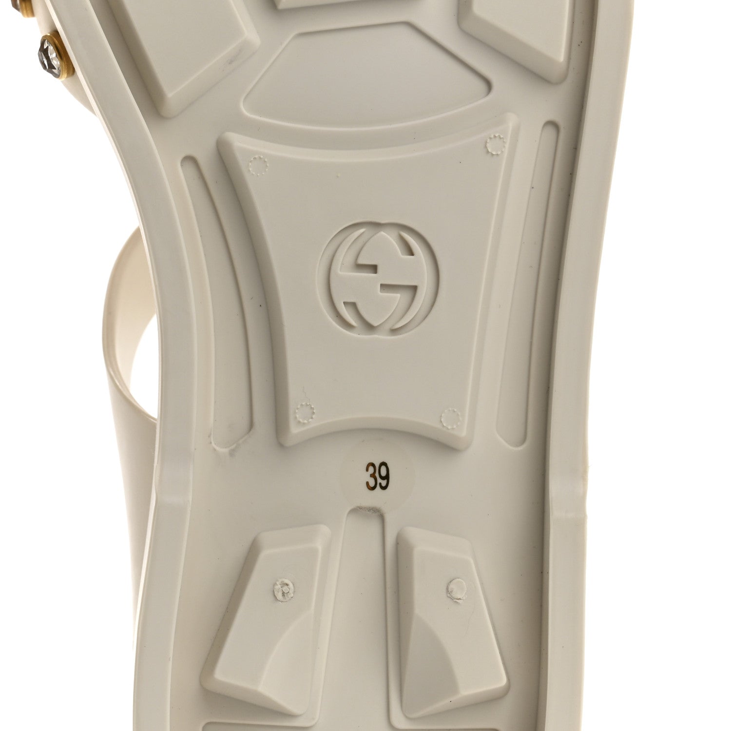 Gucci Rubber Crystal Womens Buckle Strap Sandals 39 White 8 of 9