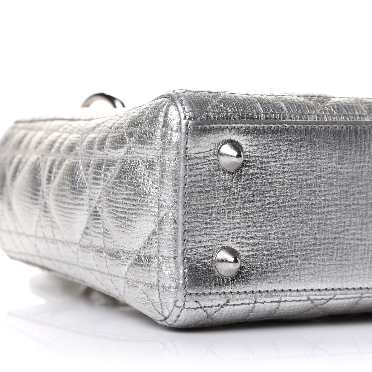 Christian Dior Metallic Grained Calfskin Cannage Small Lucky Badges My Lady Dior Silver 10 of 11