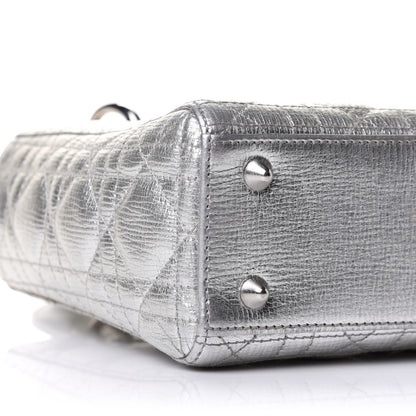 Christian Dior Metallic Grained Calfskin Cannage Small Lucky Badges My Lady Dior Silver 10 of 11
