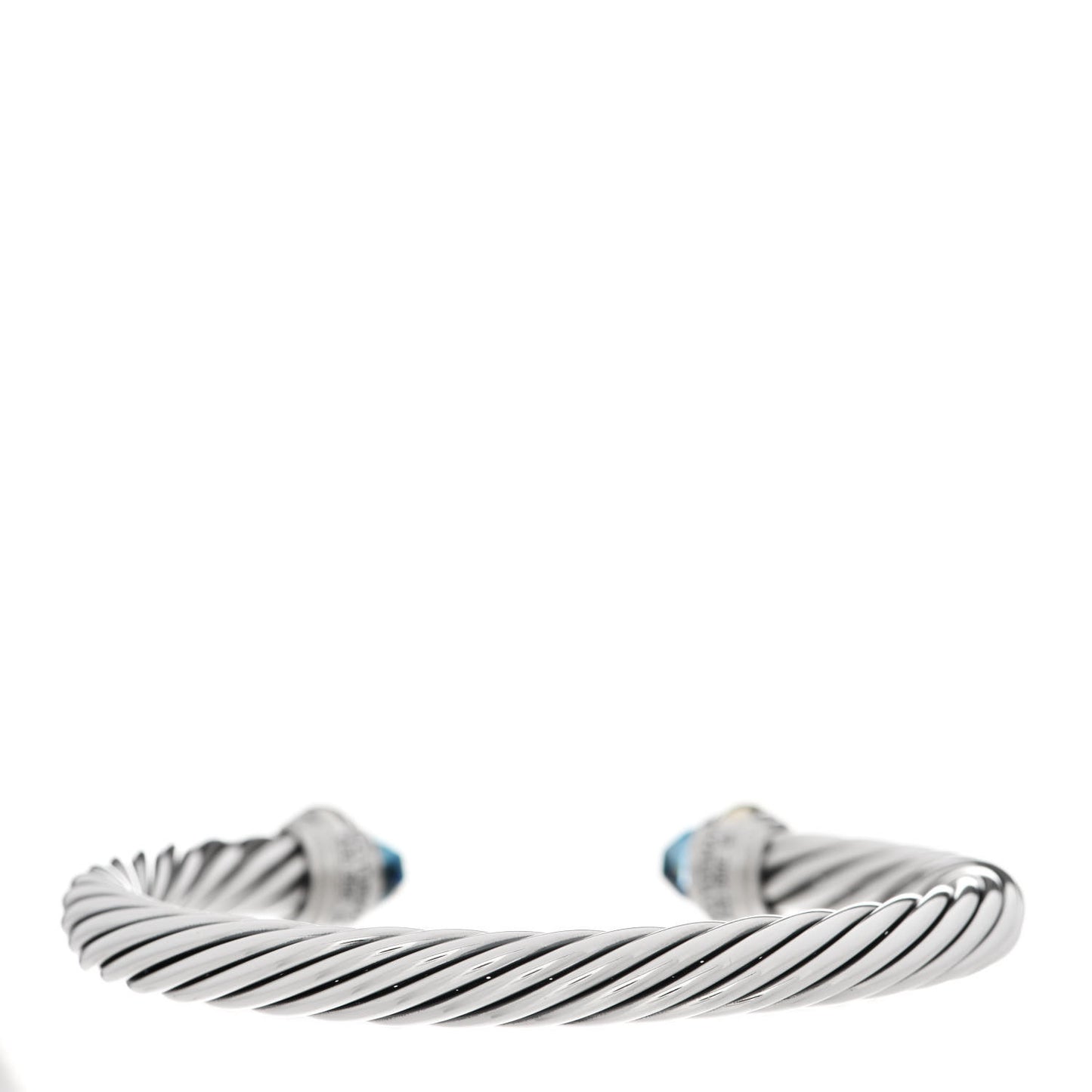 Sterling Silver 14K Yellow Gold Blue Topaz 7mm Cable Classics Bracelet