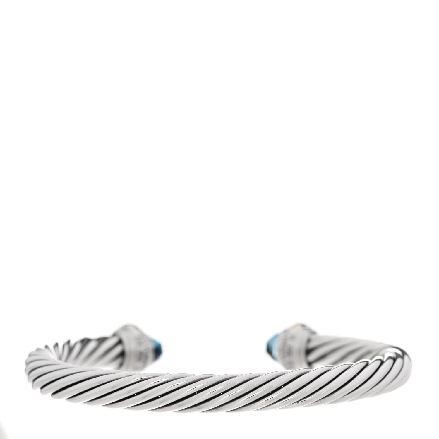 David Yurman Sterling Silver 14K Yellow Gold Blue Topaz 7mm Cable Classics Bracelet 2 of 4