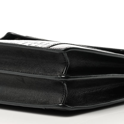 Saint Laurent Calfskin Crocodile Embossed Gaby Satchel Black 11 of 11
