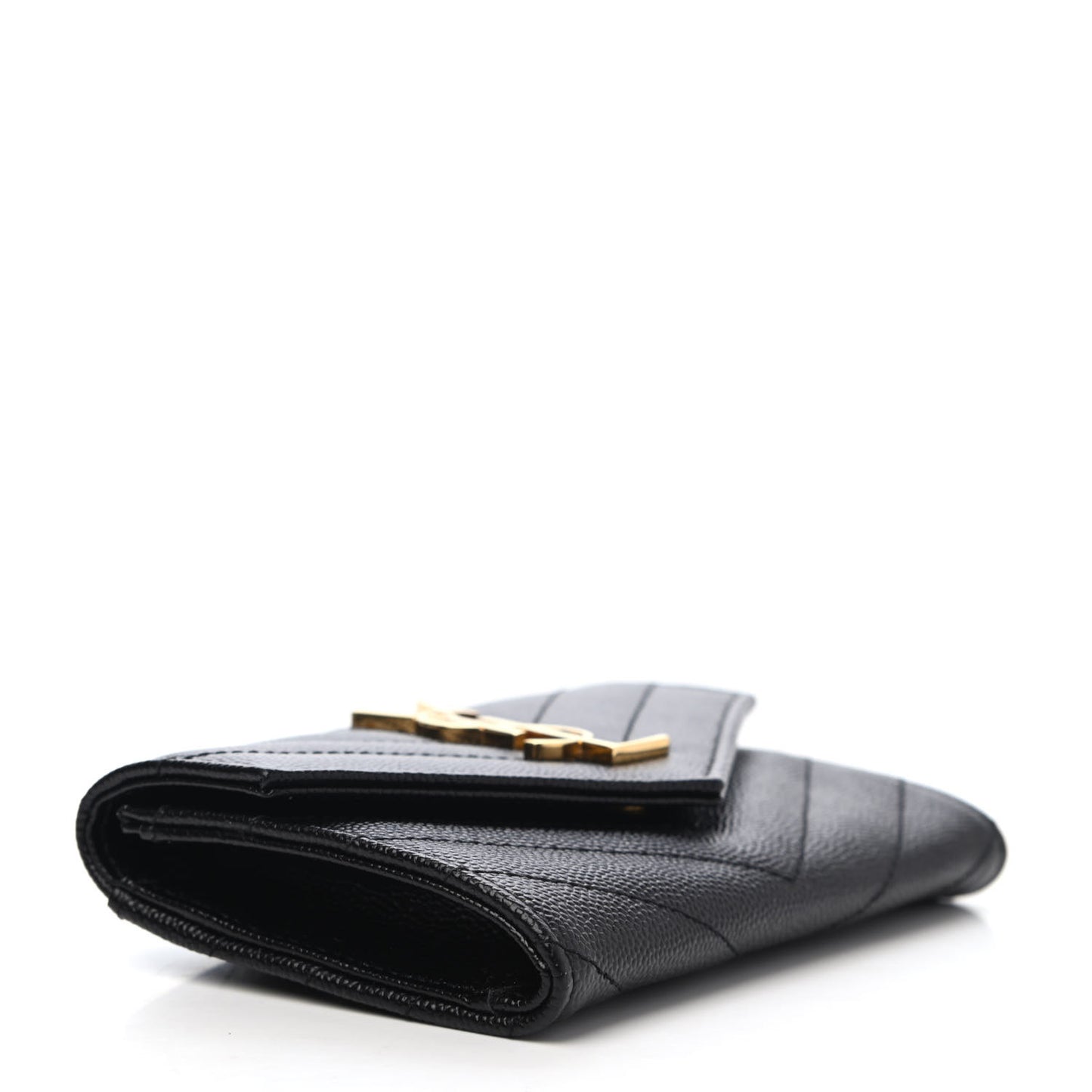 Grain De Poudre Matelasse Chevron Small Monogram Envelope Wallet Black