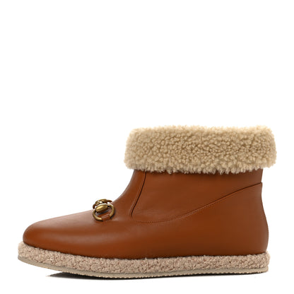 Gucci Calfskin Wool Womens Fria Horsebit Ankle Boots 38 New Caramel Butterscotch 1 of 8