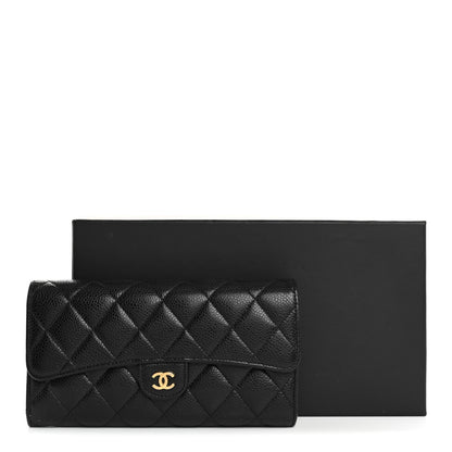 Chanel Caviar Quilted Large Gusset Flap Wallet Black 14 of 14