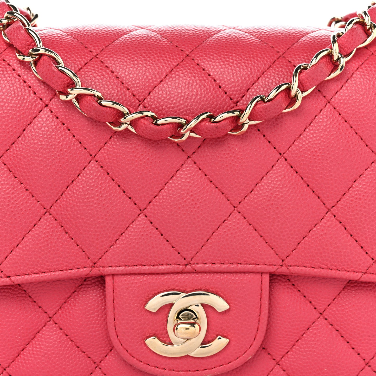 Caviar Quilted Mini Square Flap Pink