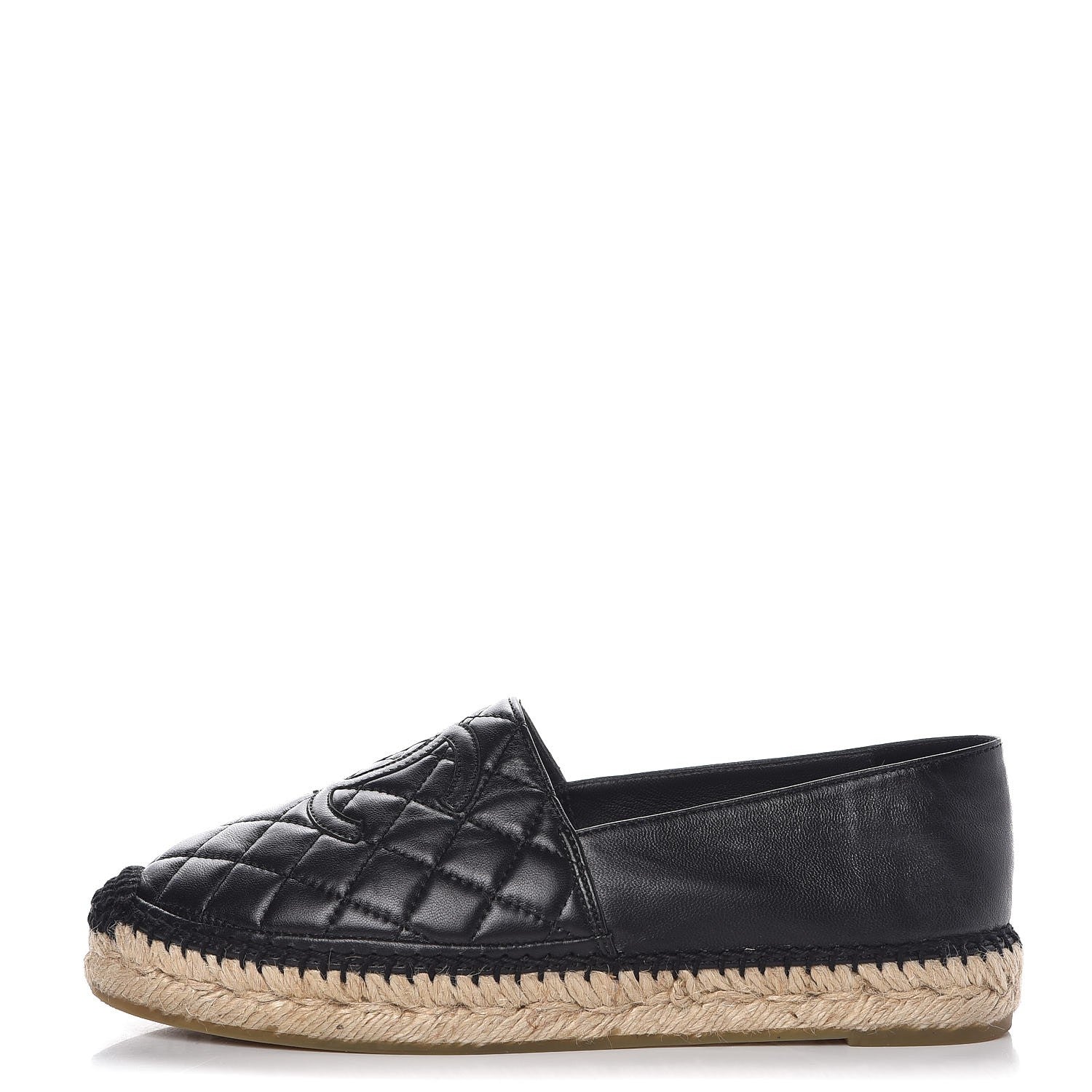 Chanel Lambskin Quilted CC Espadrilles 38 Black 1 of 11