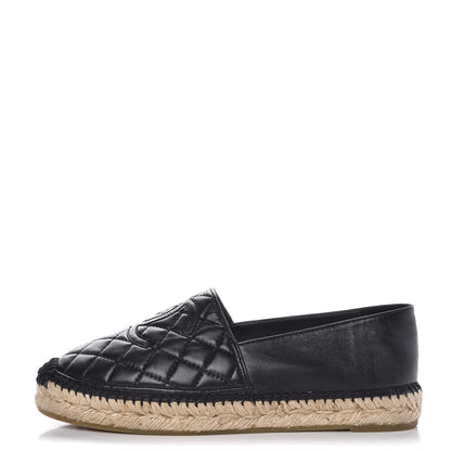 Chanel Lambskin Quilted CC Espadrilles 38 Black 1 of 11
