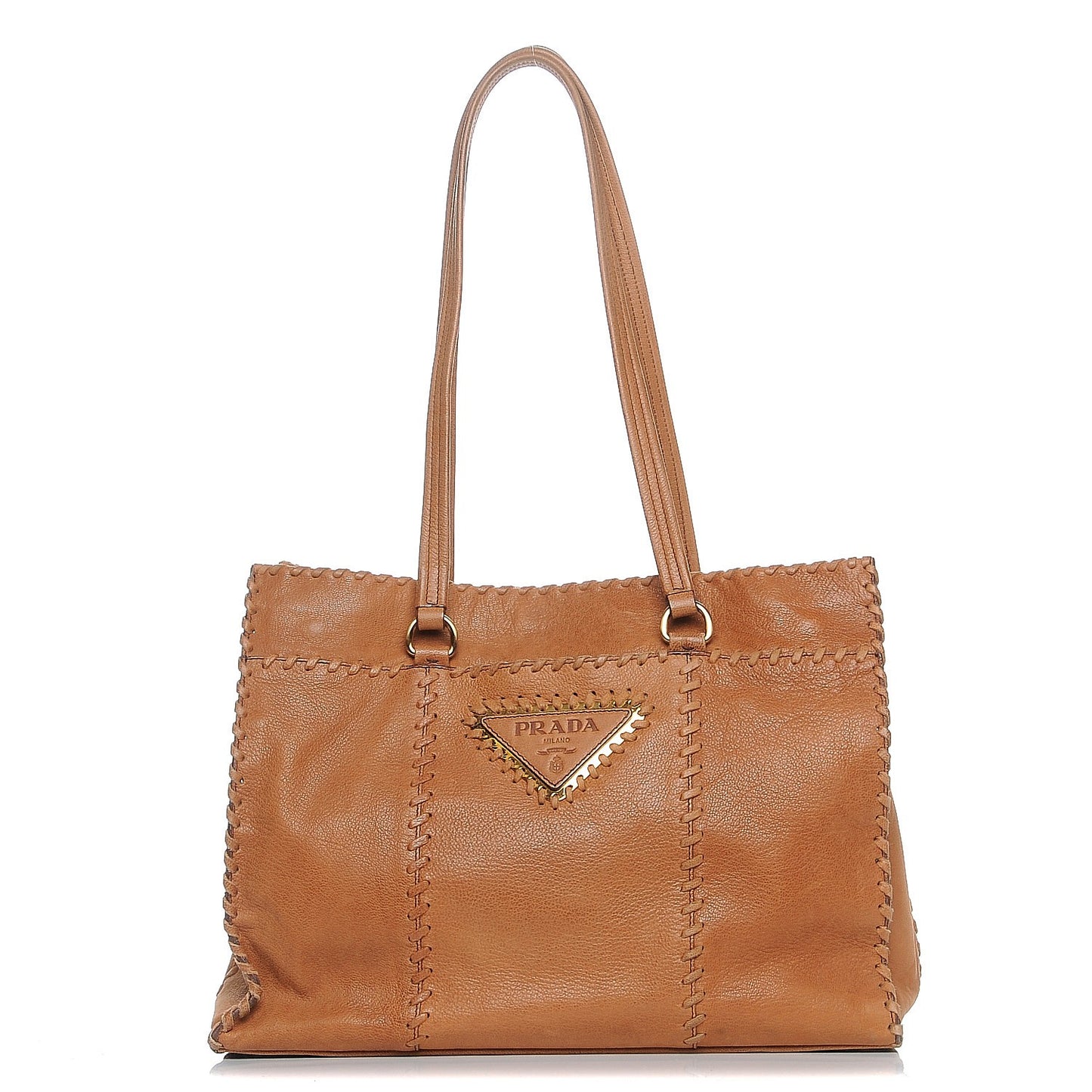 Goatskin Whipstitch Tote Brown