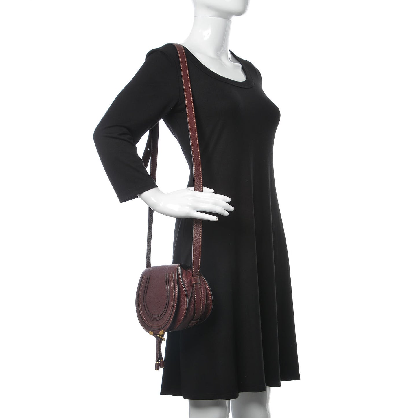 Calfskin Mini Marcie Round Crossbody Bag Dark Velvet
