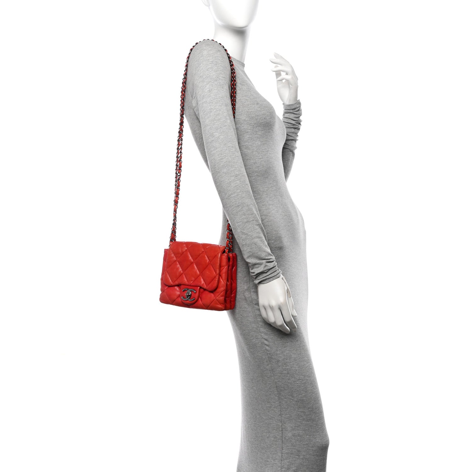 Chanel Lambskin Quilted Mini Chanel 3 Flap Red 2 of 13