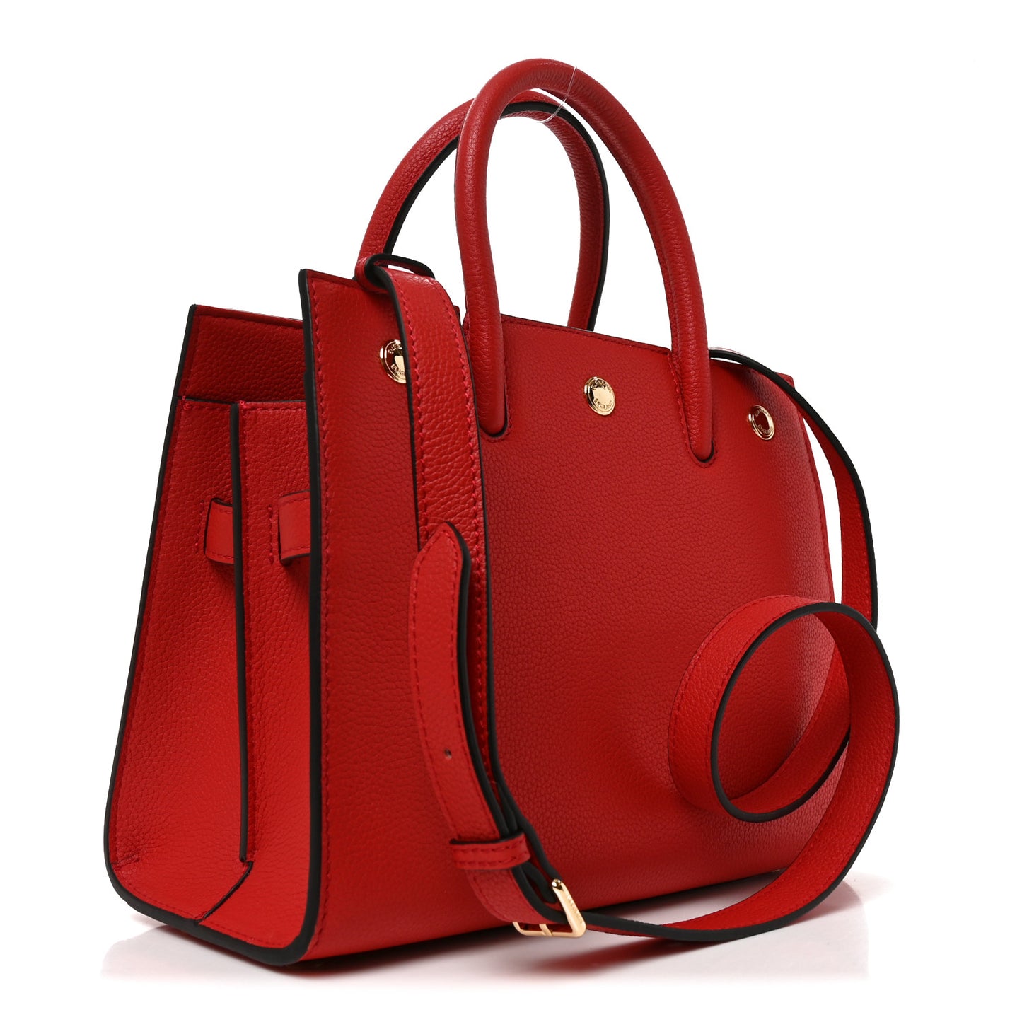 Grainy Calfskin Two Handle Title Bag Red