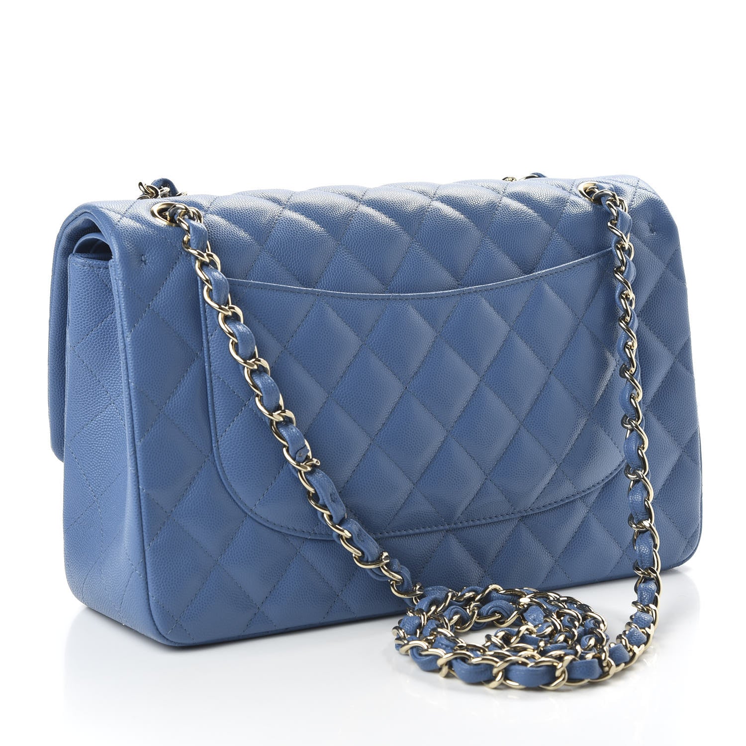 Chanel Caviar Quilted Jumbo Double Flap Blue 3 of 10