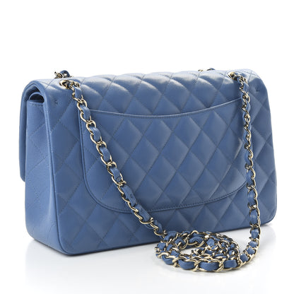 Chanel Caviar Quilted Jumbo Double Flap Blue 3 of 10