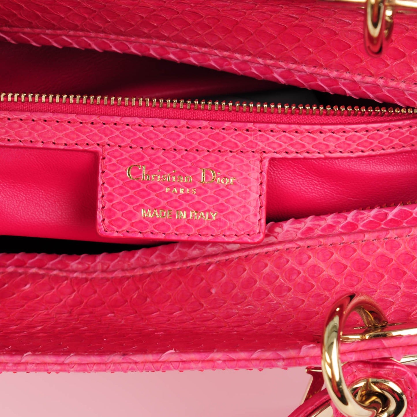 Python Large Lady Dior Fuchsia